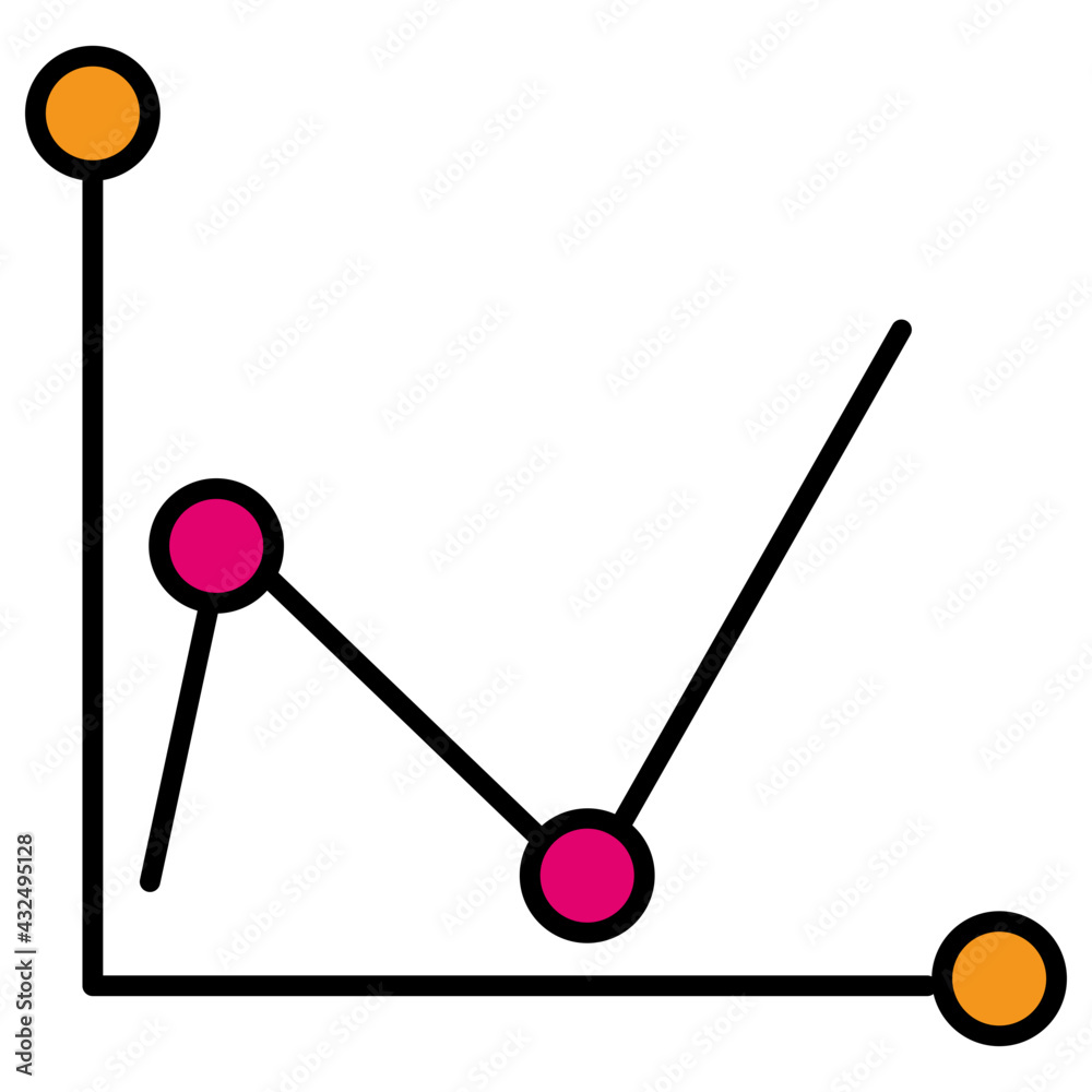 A flat design, icon of trend chart A flat design, icon of trend chart