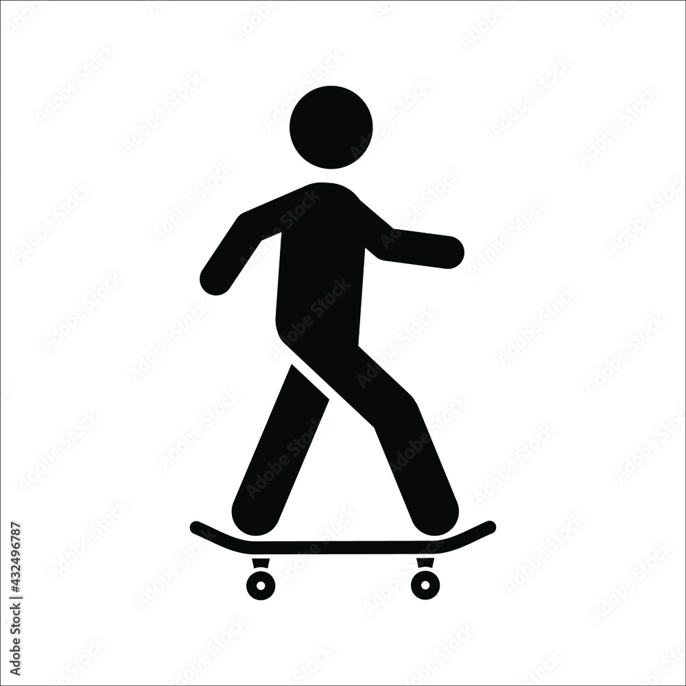 skateboard icon. Extreme Sport sign. vector illustration on white background. color editable eps 10