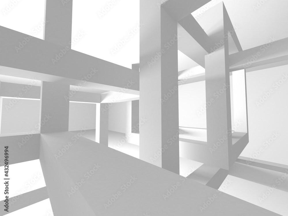 Obraz premium Illuminated corridor interior design. Empty Room Interior Background