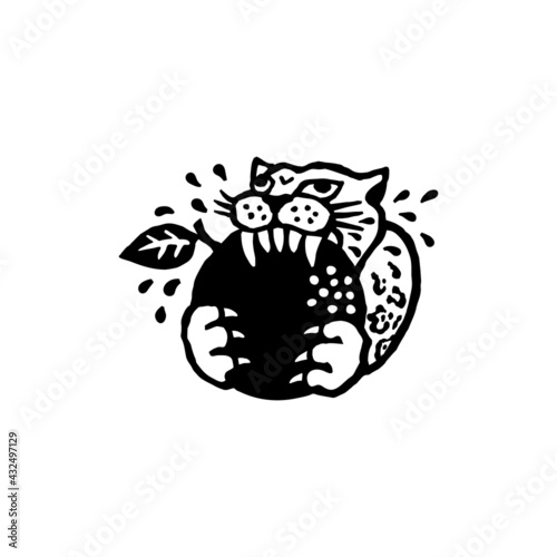 果物を食べるジャガーのイラスト
