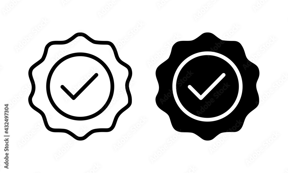 Approved checkmark vector icon, Approved or Certified Medal Icon vector Approved checkmark vector icon, Approved or Certified Medal Icon vector