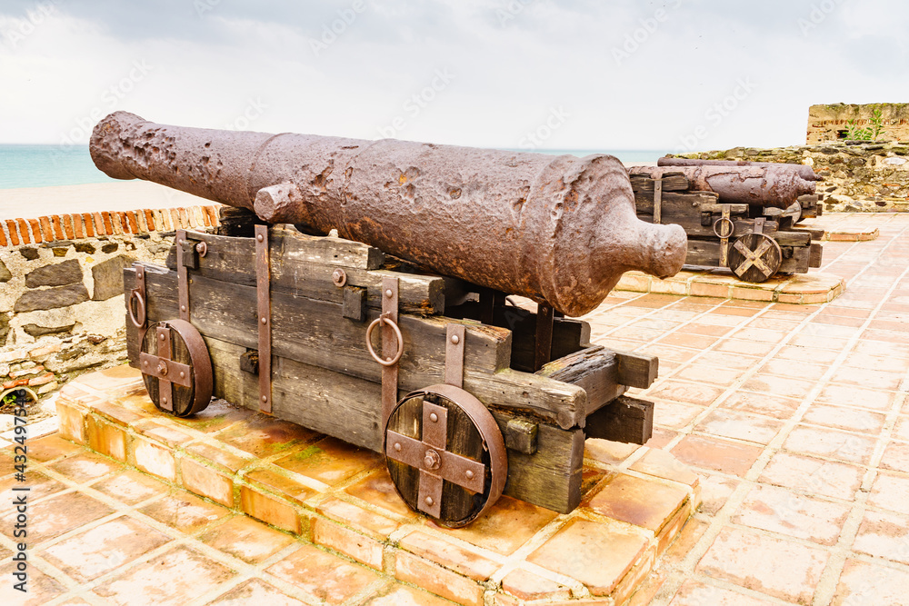 Old cannon at Sohail castle in Fuengirola, Spain