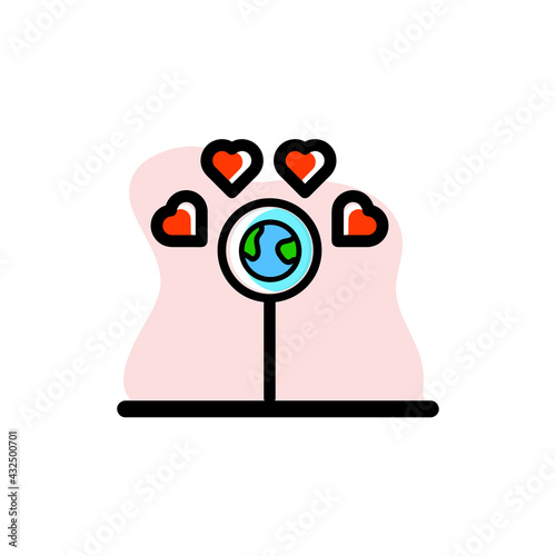 Lovely Earth Magnifier Conceptual Icon Vector Illustration Design