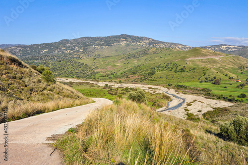 The valley of the Xeros Potamos River in the southern part of the Troodos Mountains reveals to travelers a picturesque landscape characteristic of Cyprus 