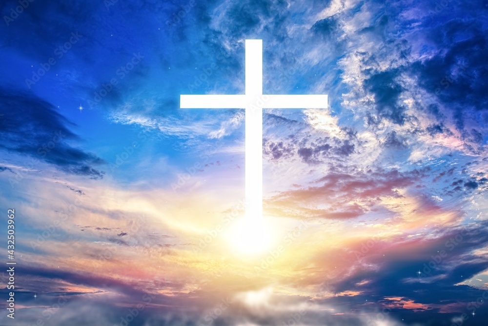 the cross of God against the background of the blue sky