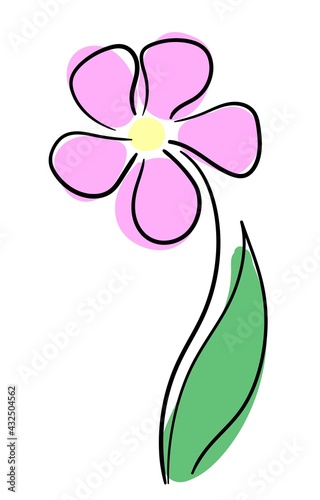 Simple primitive flower in delicate pastel colors  flat vector illustration
