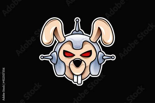 Bunny Robot Head Logo Design