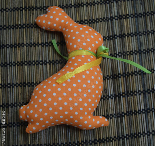 DIY Easter bunny with a green bow