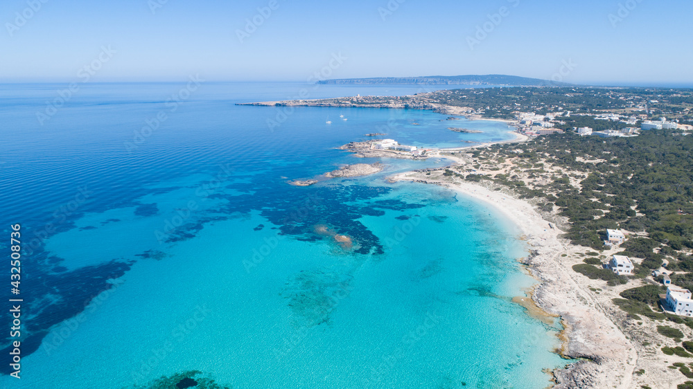 Sunny day on amazing beach with turquoise sea seen from a drone Sunny day on amazing beach with turquoise sea seen from a drone