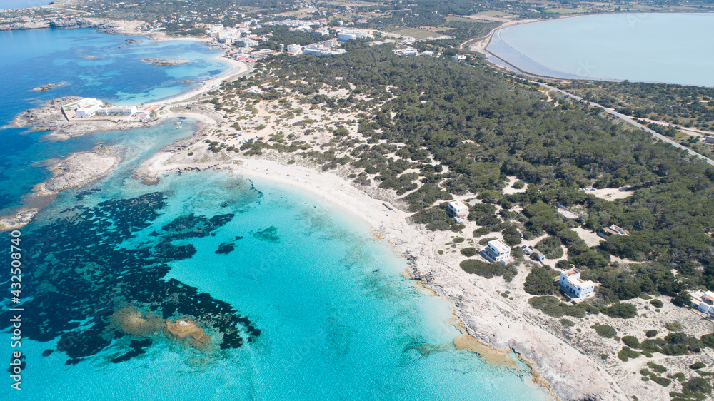 Sunny day on amazing beach with turquoise sea seen from a drone Sunny day on amazing beach with turquoise sea seen from a drone