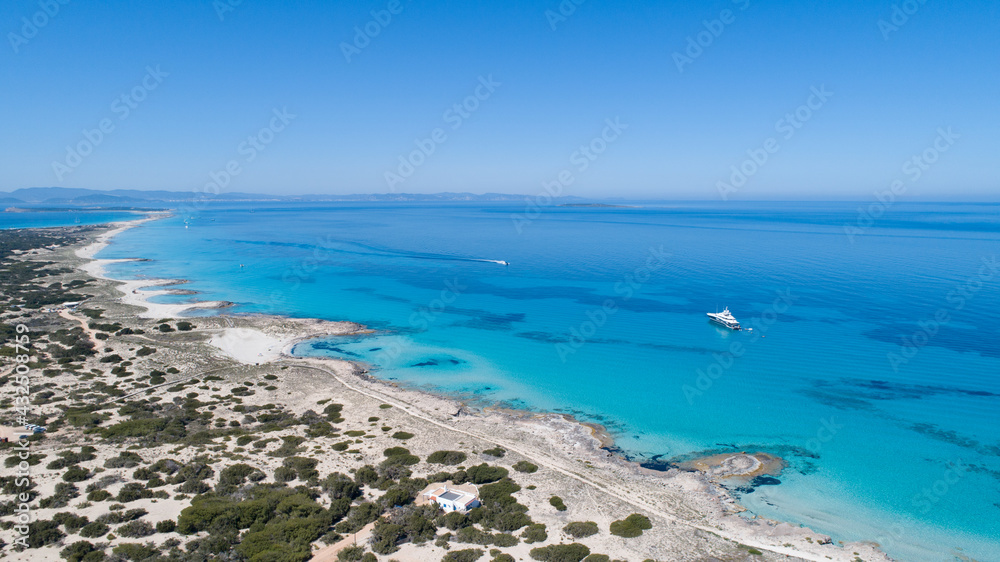 Sunny day on amazing beach with turquoise sea seen from a drone Sunny day on amazing beach with turquoise sea seen from a drone