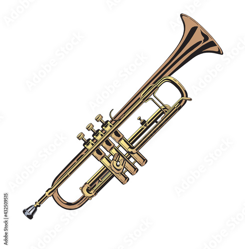 Vector Gold Trumpet isolated on white background in EPS10