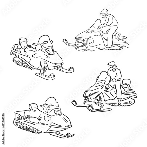 Outline vector illustration of snowmobile . snowmobile vector