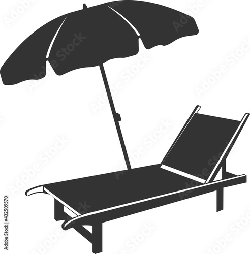 The icon of a chaise longue with an umbrella.