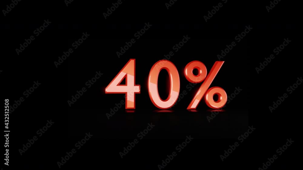 3D Counting from animation zero 0% zero to one hundred 100% percent. Blur reflection on black background / 3D Rendering 3D Counting from animation zero 0% zero to one hundred 100% percent. Blur reflection on black background / 3D Rendering