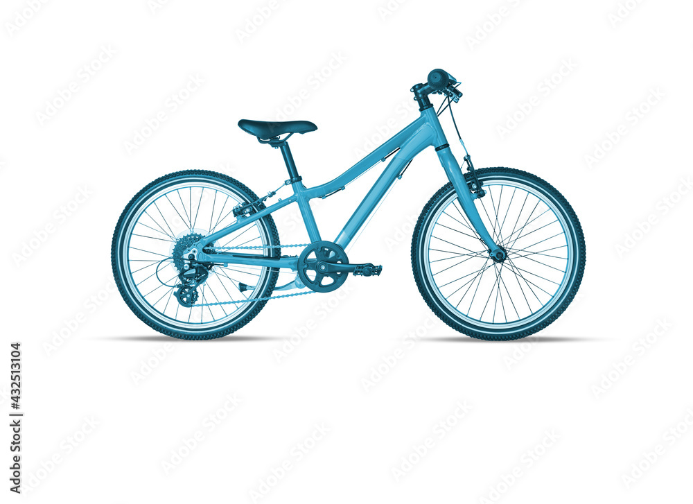 Blue sky bicycle isolated on white background​ with cutout have clipping path