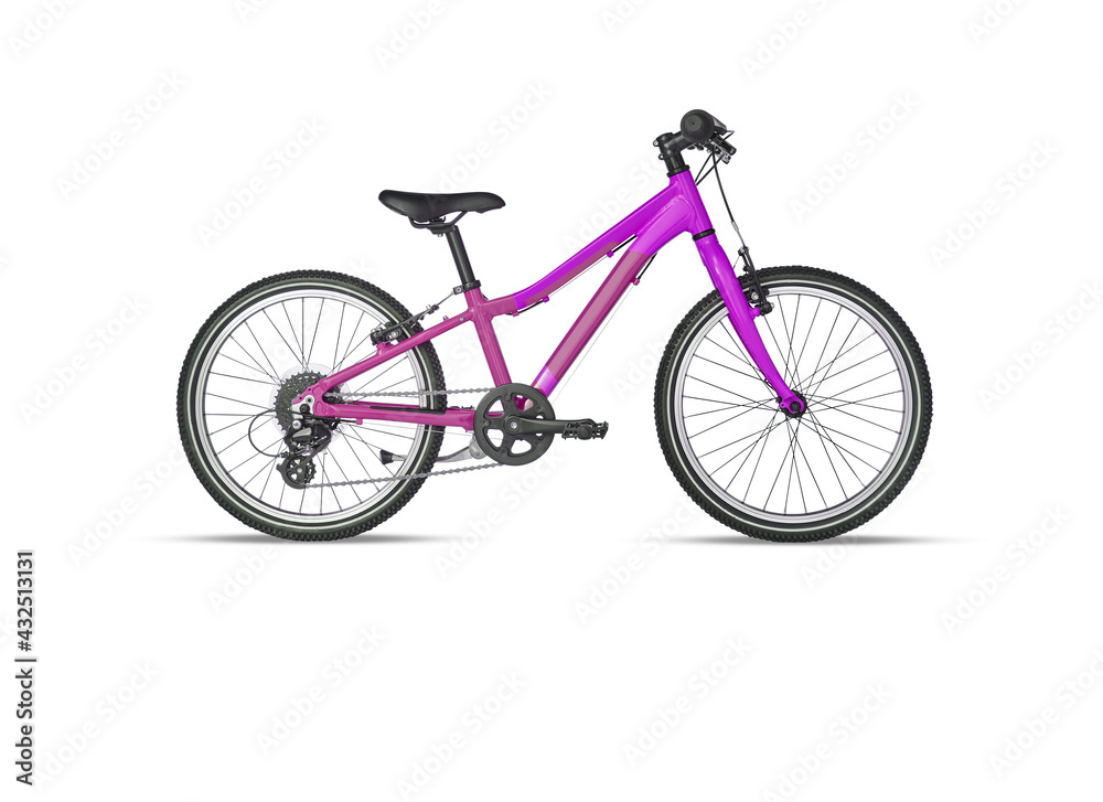 Pink magenta bicycle isolated on white background with cutout have clipping path Pink magenta bicycle isolated on white background with cutout have clipping path