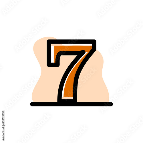 Number 7 Conceptual Vector Icon Design Illustration