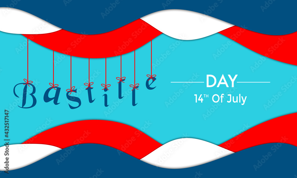 Naklejka premium Bastille Day With Hang Text