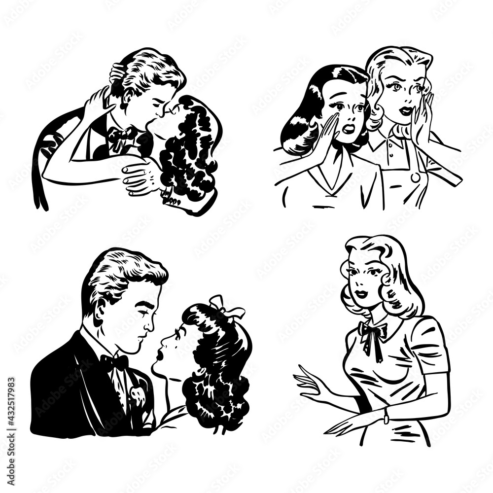 Fototapeta premium Vector Comic Book View of Characters Facial Expression