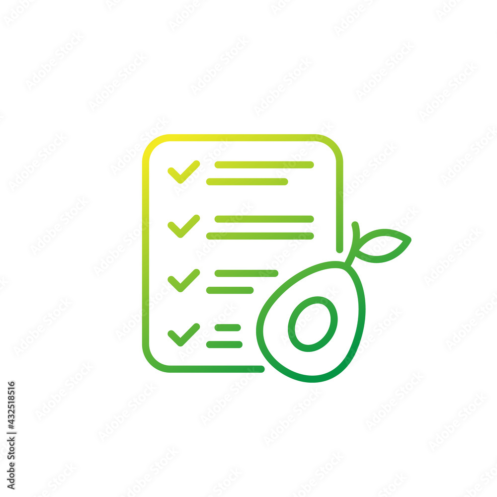 diet plan line icon with avocado diet plan line icon with avocado