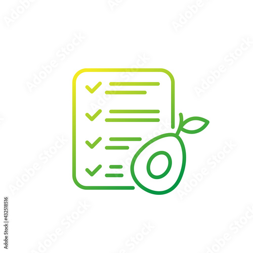 diet plan line icon with avocado