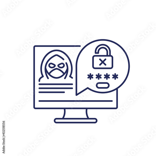 hacking, unauthorized access line icon
