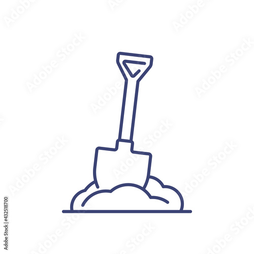 Shovel in the soil line icon