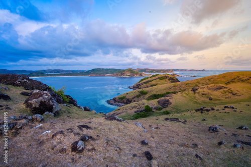 Magnificent View in Mandalika Lombok  West Nusa Tenggara. Tanjung Aan is a beach near Mandalika  local people usually called it Bukit Merese