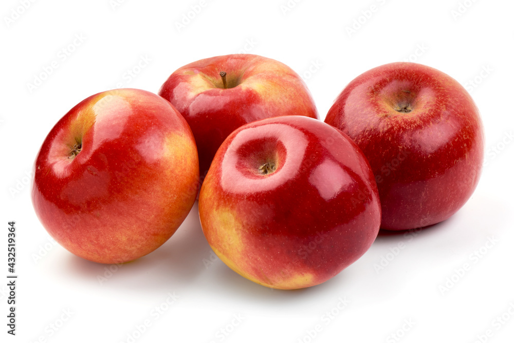 Shiny red apples, isolated on white background