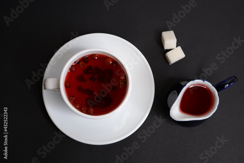 Fruit tea on a black background.