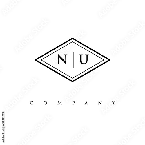 initial NU logo design vector