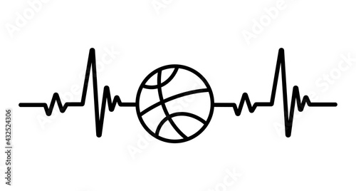 Heartbeat graph. Heart pounding when exercising Healthy sports concept.