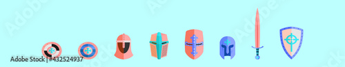 set of templar cartoon icon design template with various models. vector illustration isolated on blue background
