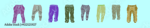set of sweatpants cartoon icon design template with various models. vector illustration isolated on blue background