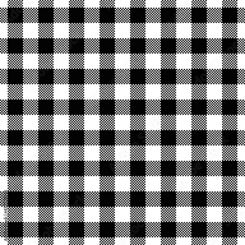 black and white chess shaped lumberjack seamless geometric vector pattern