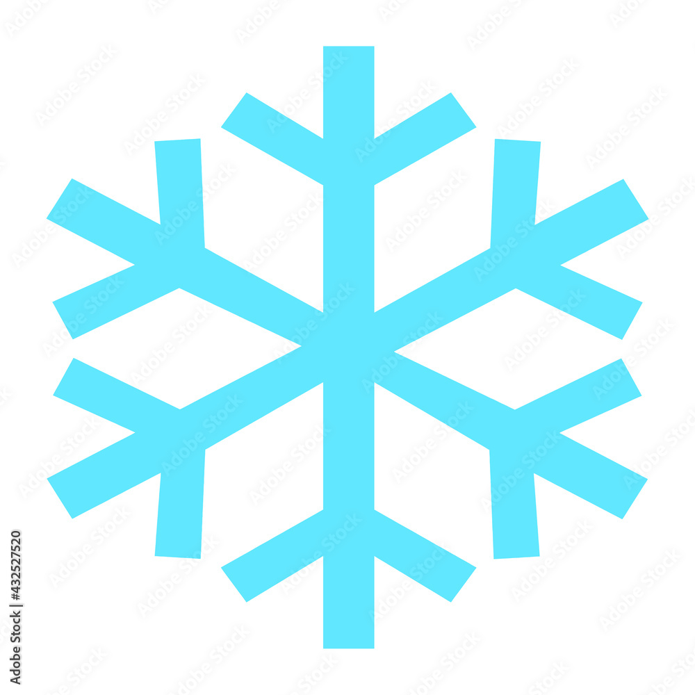 Fototapeta premium Snowflake icon. Blue snowflake vector illustration on transparent background.