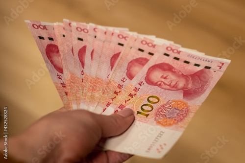 Photography Chinese Yuan renminbi banknotes, paper money, Bank of China currency