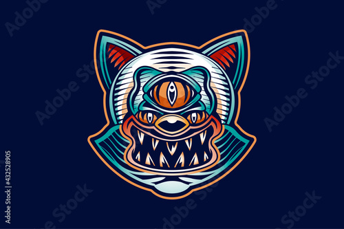 Evil Cat Tattoo Logo Design