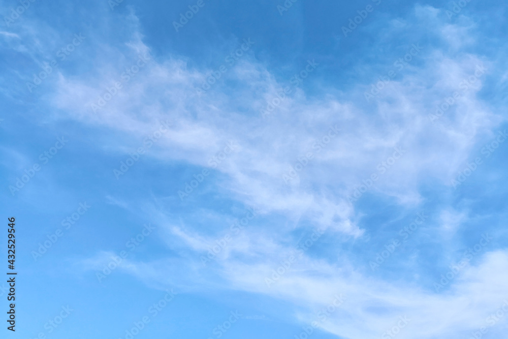 Blue sky with smooth clouds background.