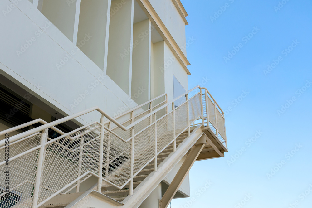 Stairwell for emergency or fire exit outside the building Stairwell for emergency or fire exit outside the building
