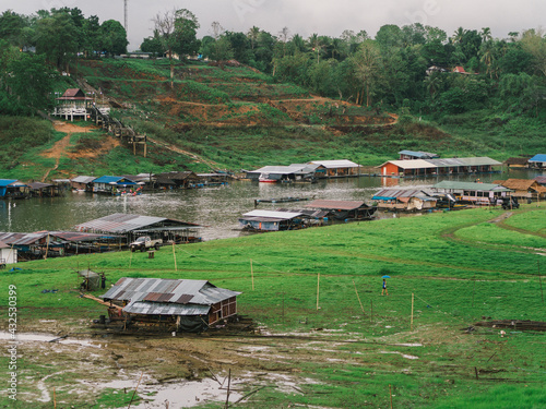 Rural lifestyle along the river and nature at Sangkhlaburi District, Kanchanaburi Province, Thailand