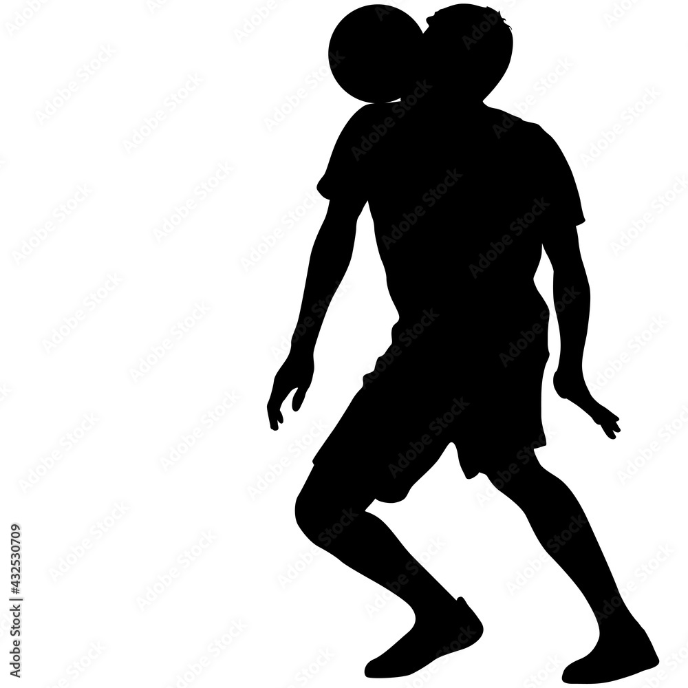 silhouettes of soccer players with the ball on white background silhouettes of soccer players with the ball on white background