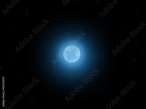 blue star in space, alien star on a black background 3d illustration