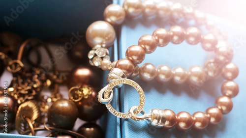 Jewelry set in a jewelry box, bracelets with stones