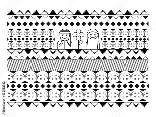 Middle East Arabic pattern design, Riyadh, Saudi Arabia ornament Sadou culture, Najd design, editable stroke