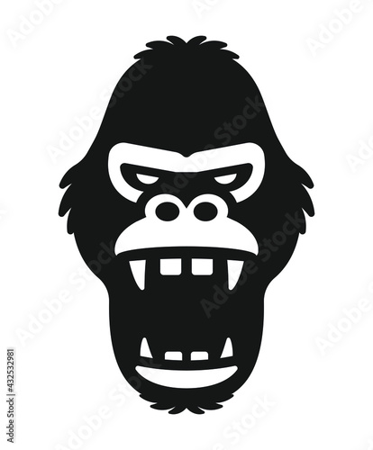Head evil ferocious gorilla shouts. Monkey Logo Design Vector Template.
