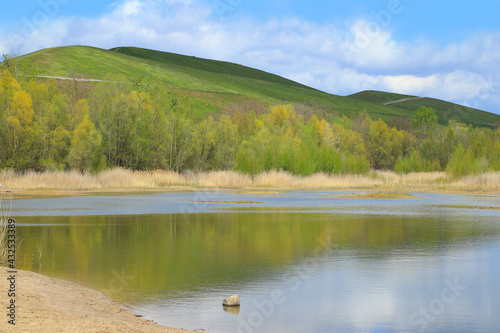 Biotope lake and arken mountains  Arkenberge   the highest mountains from Berlin  a protected landscape area  Germany