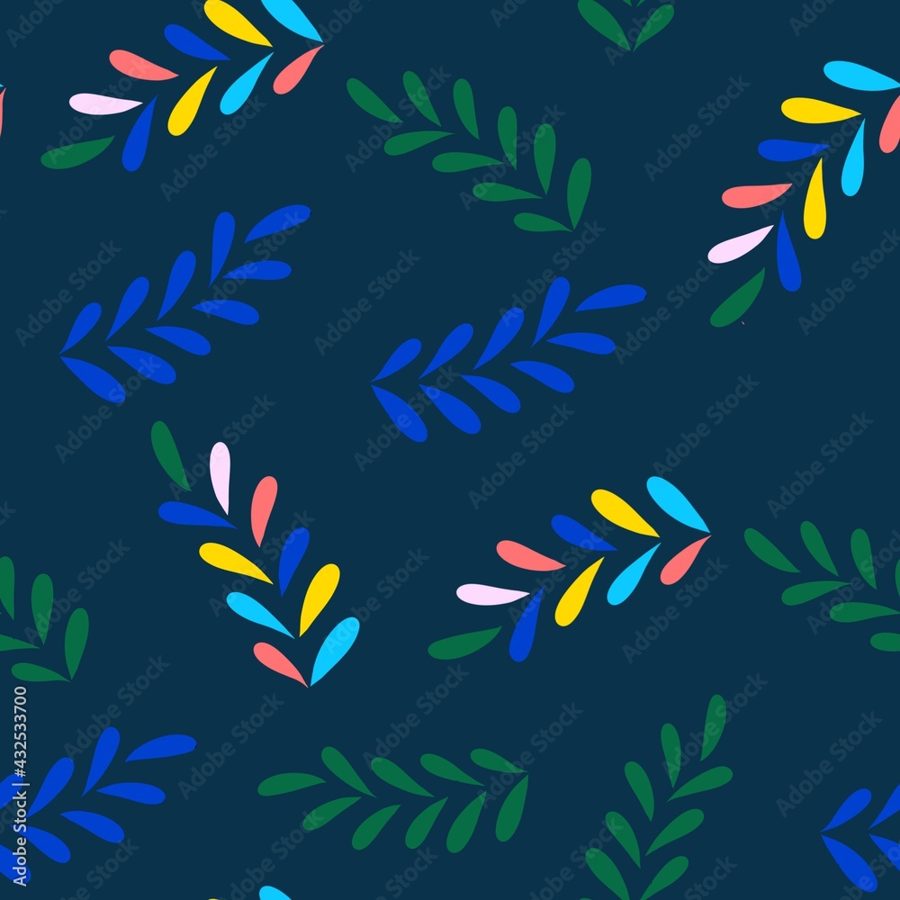 Color pattern of twigs of leafy greenery.