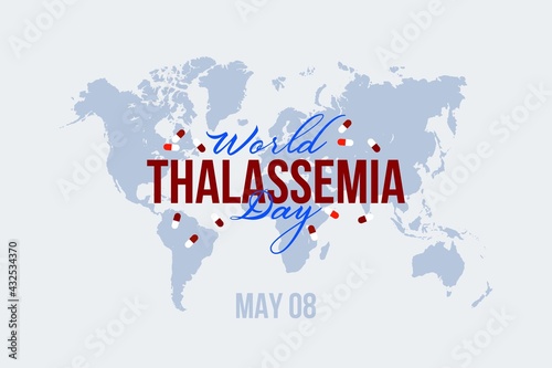 World Thalassemia day vector background design.  Thalassemia awareness day with capsule symbol. photo